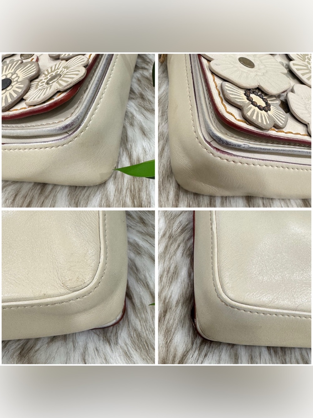 Coach Tea Rose Cream Floral Appliqué Crossbody with Gold Chain - Picture 7 of 17